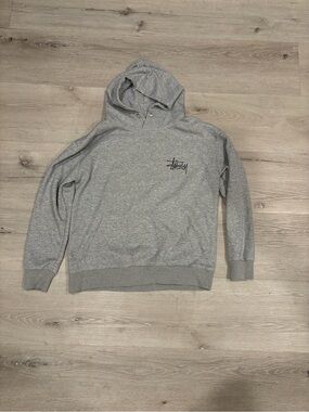 Stussy Heather Gray Pullover Hoodie with Chest Logo